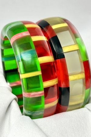 SZ19 Shultz red & green Prystal bangles