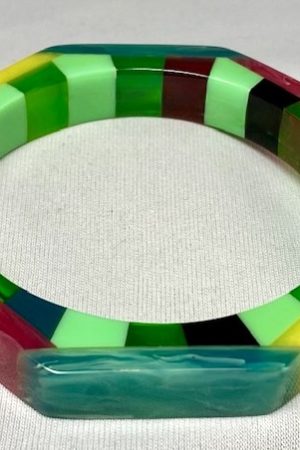 SZ91 Shultz multicolor narrow octagon bakelite bangle