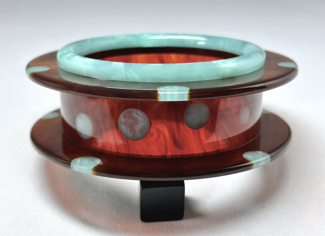 AP3 Root beer & aqua blue Saturn bakelite bangle - Image 2