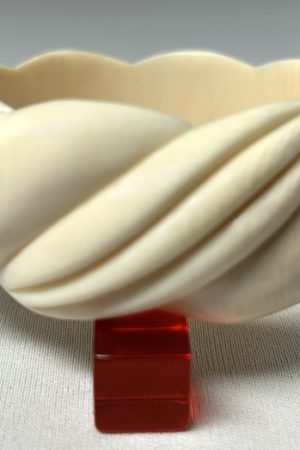 AP25 Ivory with red and blue bakelite dots bakelite bangle