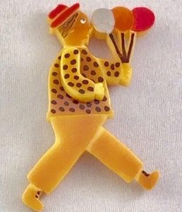 Foltz 27 butterscotch bakelite balloon man pin