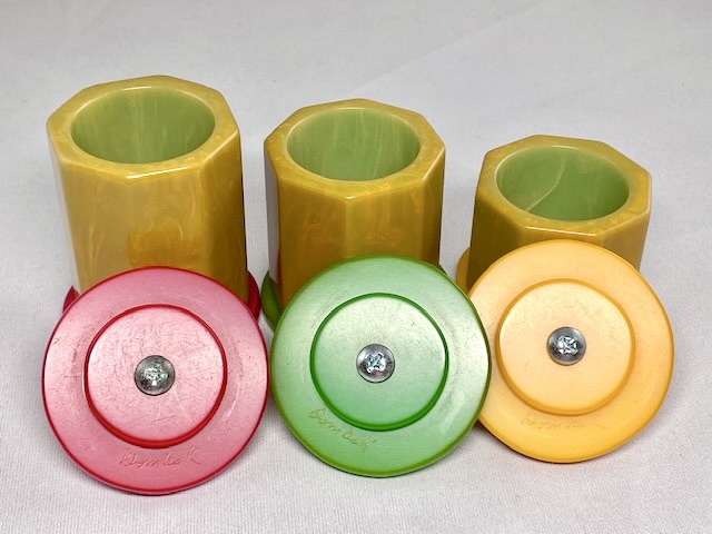 AB135 Dombek trio of bakelite trinket containers - Image 2