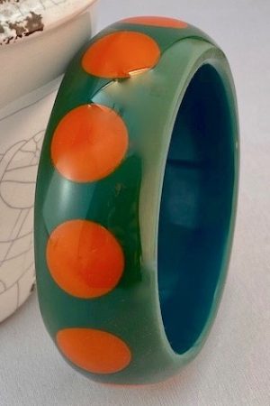 AB203 K Kronimus teal/orange dots bangle