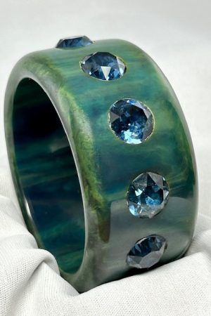 AB228 Dombek? Wide blue moon bakelite bangle