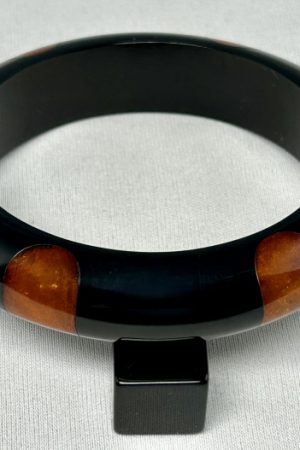 AB230 Elfrink charcoal with gold dust dots bakelite bangle