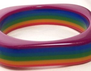 LG218 Square rainbow stripe lucite bangle