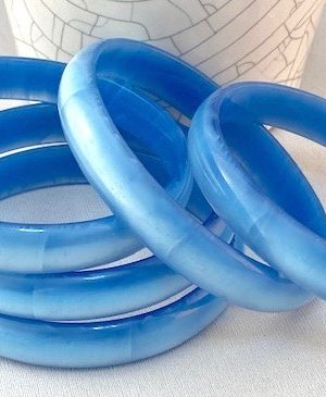 LG234 60s Pale blue cats eye moon glow lucite bangles