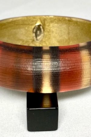 LG263 Early Alexis Bittar hand painted plaid lucite bangle