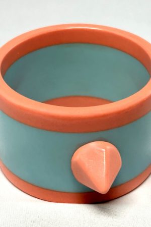 LG267 Baby blue and coral pink spike resin bangle