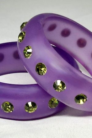 LG328 Pair transparent purple/peridot rhinestones bangles