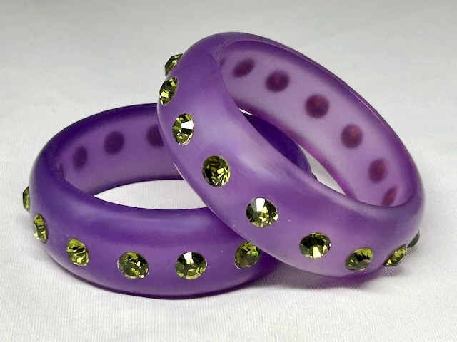 LG328 Pair transparent purple/peridot rhinestones bangles