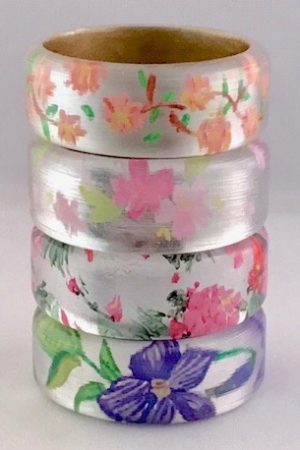 LG334 Sliced hand painted lucite bangles