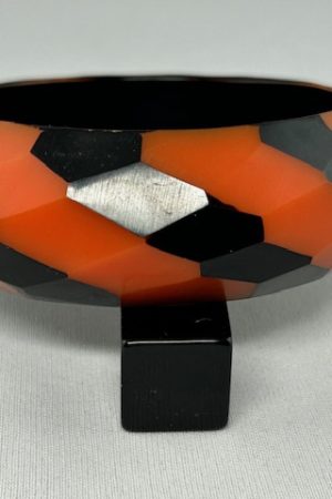 LG343 Orange with black overdye faceted resin bangle