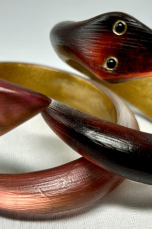 LG347 Amber brown & blush lucite snake bangles