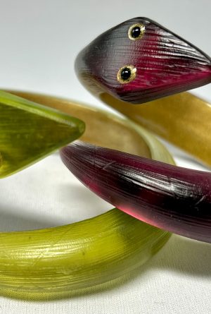 Red wine & olive lucite snake bangles