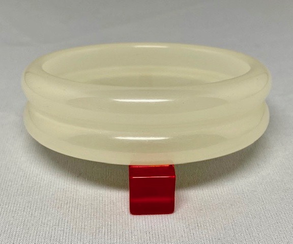 LG129 Double lobed snow moonglow lucite bangle - Image 2