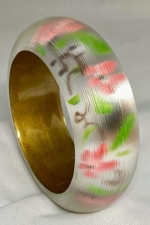 LG133 Hand painted peach flowers lucite bangle