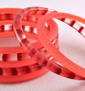 LG143 Red/orange lucite spacer bangles