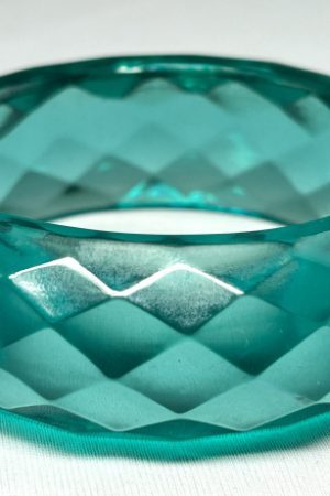 LG159 Diamond faceted transparent teal lucite bangle