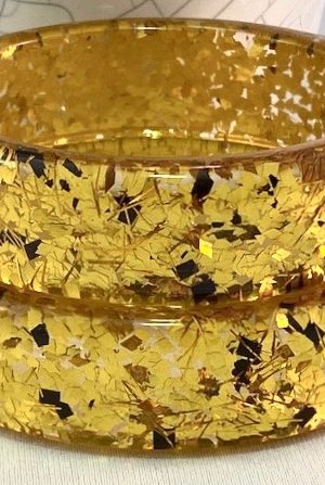 LG168 Gold & black confetti lucite bangles