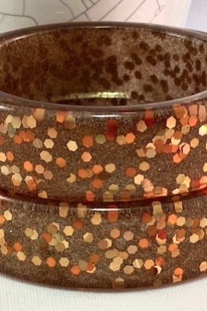 LG170 Coppery brown glitter & confetti lucite bangles