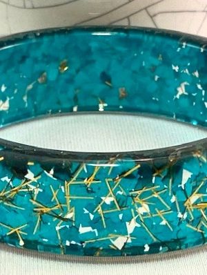 LG172 Teal confetti lucite bangle