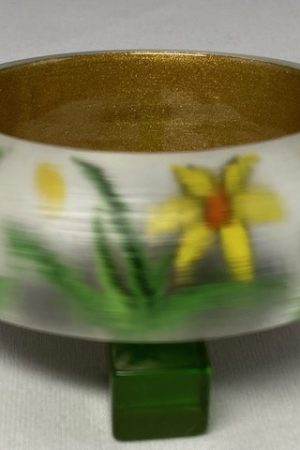 LG178 Chunky hand painted yellow flowers lucite bangle