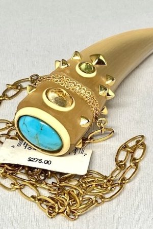 BN127 Alexis Bittar gold lucite claw pendant