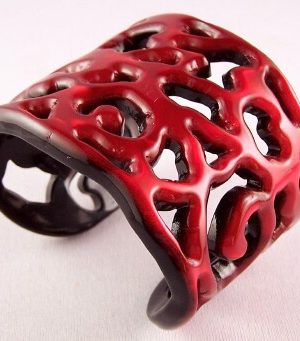 PO125 PONO Luminous red/black cut out resin cuff bracelet