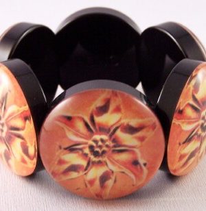 PO32 PONO Round graphic flower stretch bracelet