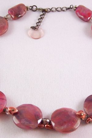 PO52 Pearly amethyst disc resin necklace