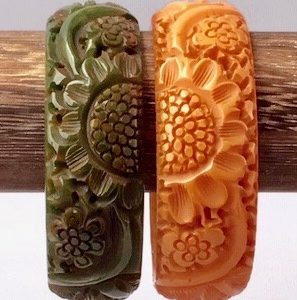 BB126 Carved bakelite bangles